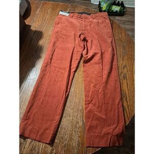 New 32x29 Stafford Signature Slim Fit Corduroy Casual Pants Rust Flat Front